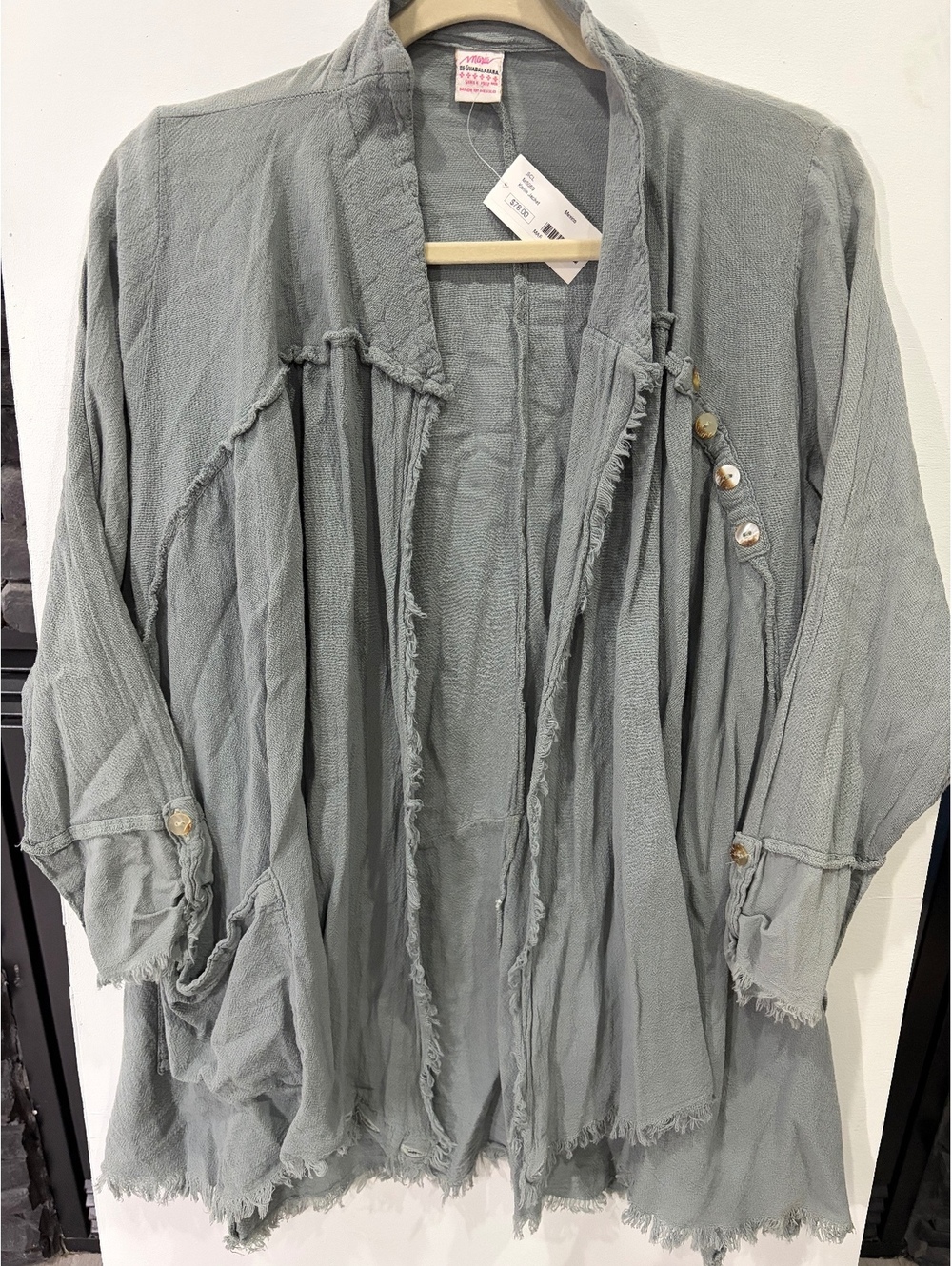 Maria De Guadalajara Gray open front draped cardigan OS BNWT